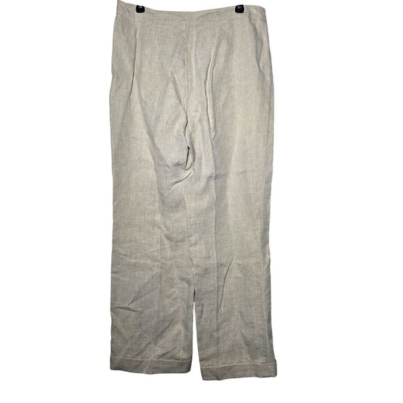 Lands End Womens 100% Linen Pants Size 12 Neutral Minimalist Breathable Coastal - Picture 2 of 13